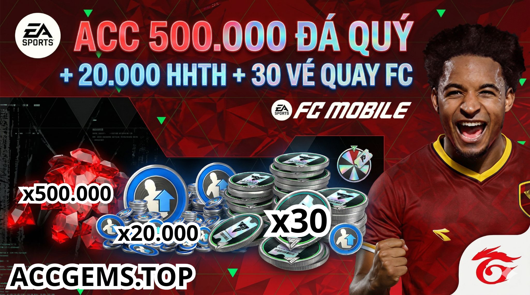 ACC 500.000 ĐÁ QUÝ + 25.000 HHTH + 30 VÉ QUAY FC ( CÓ HÌNH ẢNH CHI TIẾT )